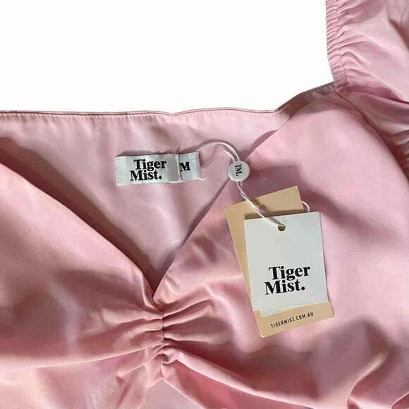 Tiger Mist Crop Top Ruffle Side Tie Sweetheart Neckline Medium NWT - Picture 3 of 4